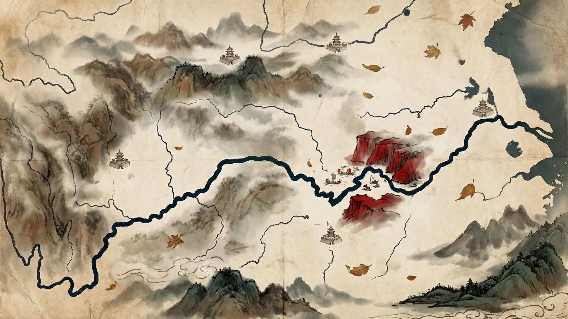 AI Three Kingdoms — Strategic Map: 5 cities along the Yangtze River